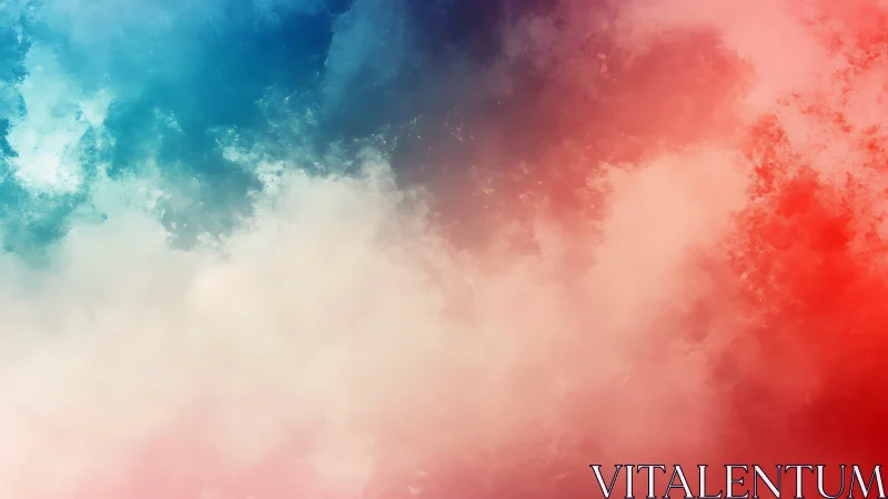 Vibrant red and blue gradient cloud texture background.