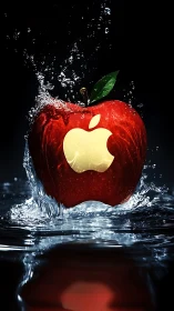 Hydrodynamic splash study of branded red apple in dark pool.