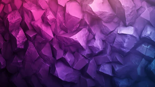 Vibrant low poly crystal wall in magenta and violet tones.