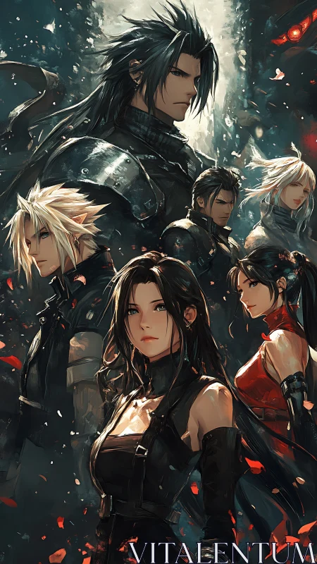 Battle-hardened anime squad faces storm of burning petals.