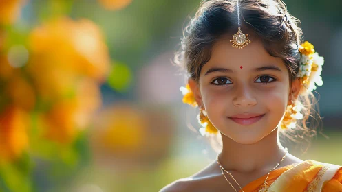 Radiant Young Girl in Golden Hour Light