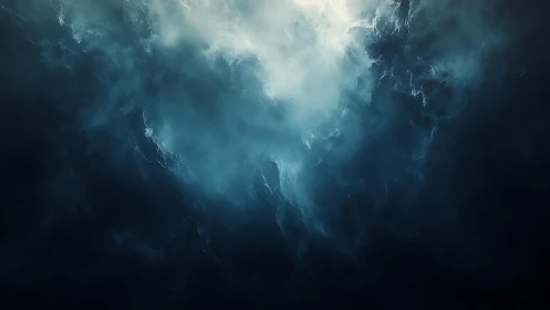 Dramatic Dark Cloudscape in Abstract Moody Digital Art Style.