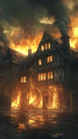 Tudor-Era Architecture Engulfed in Catastrophic Conflagration.