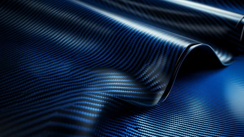 Curved blue carbon fiber sheet with reflective surface.