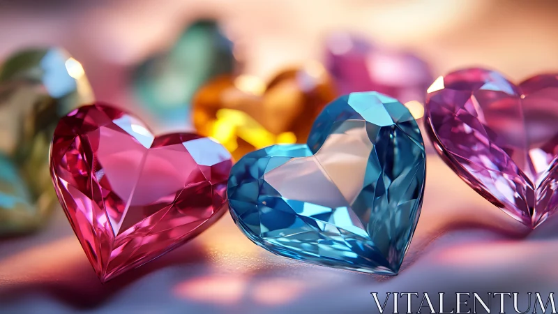 Brilliant Gemstone Hearts in Warm Luminescent Glow.