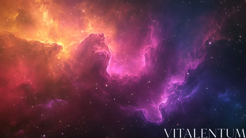 Digital nebula panorama with radiant magenta gas plumes.
