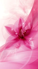 Luminous Magenta Bloom with Ethereal Light Particles.