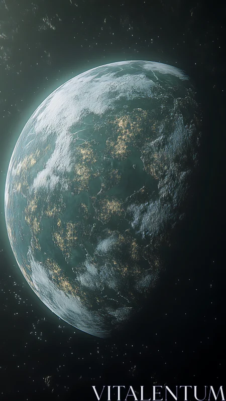 Gentle twilight world drifting quietly through starlight.