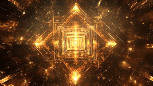 Golden geometric portal draws the eye into a radiant core