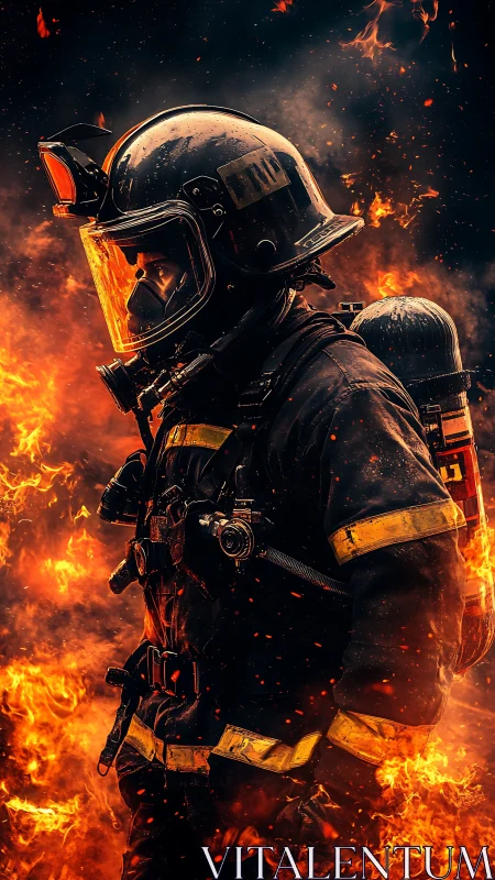 Firefighter in Extreme Thermal Environment Amid Inferno.