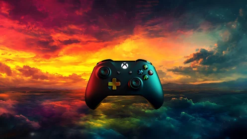 Xbox Controller Soars Through Sunset Dreams and Clouds.