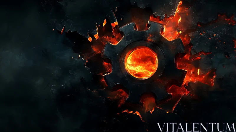 Molten core gearwheel ignites a storm of industrial fire.