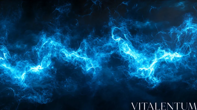 Blue plasma-like energy filament traverses dark frame