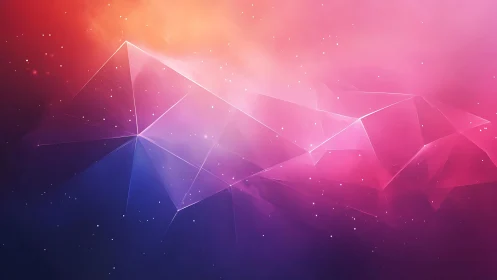 Abstract geometric shapes in vibrant cosmic gradient digital art.