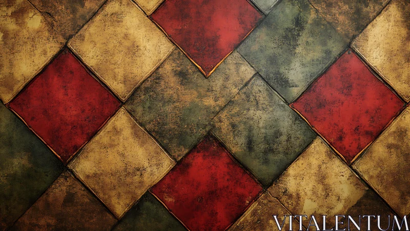 Vintage diamond pattern wall art with rustic textured finish.