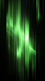 Emerald vertical light streaks with high-contrast luminous beams.