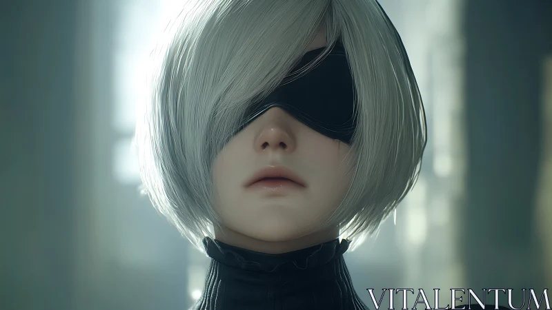 Cybernetic heroine portrait renders soft-focus android minimalism