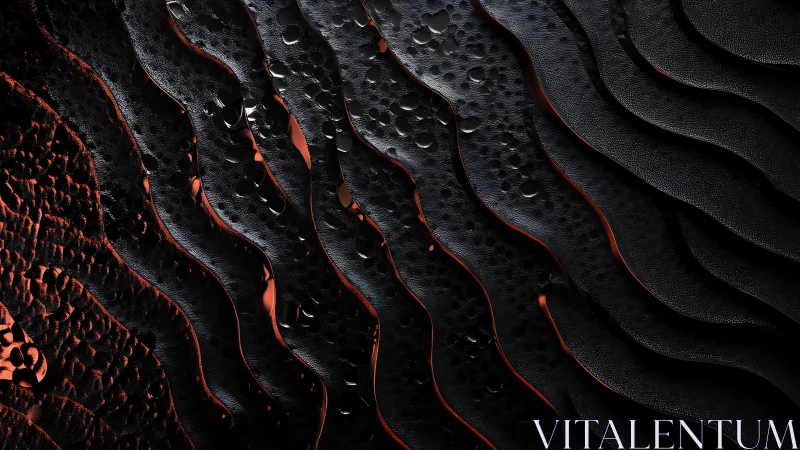 Stratified black wave surfaces with specular liquid scatter highlights.