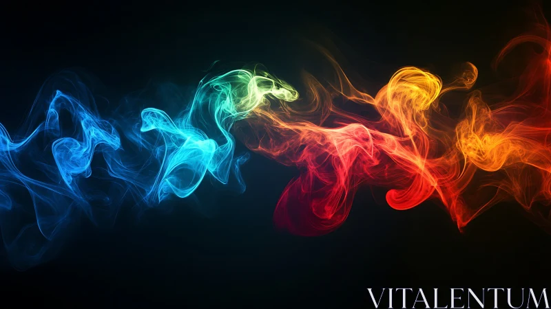 Chromatic smoke ribbons in dynamic abstract motion.