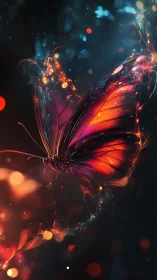 Starlit ember butterfly drifting through cosmic embers.