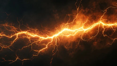 Brilliant Lightning Bolt Fractures Dark Sky.