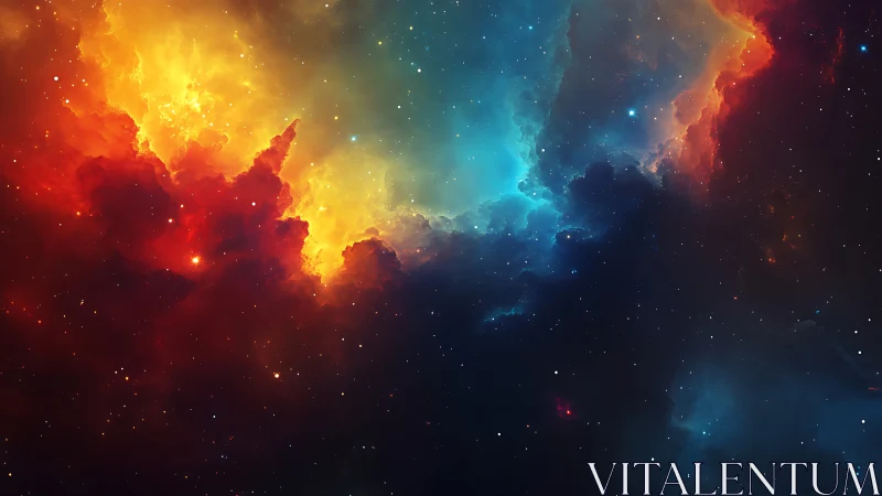 Prismatic stellar nebula clouds in deep cosmic voidscape.