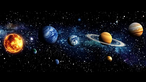 Solar system neighbors drifting through star-salted space.