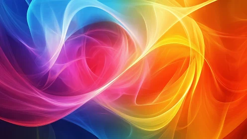 Whirling ribbons of light paint a storm of prismatic color.