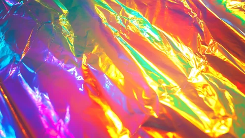 Shimmering rainbow foil catches light in playful color waves