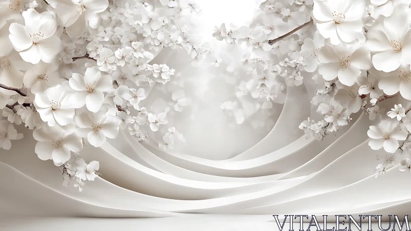 White Floral Canopy Above Sweeping Architectural Curves