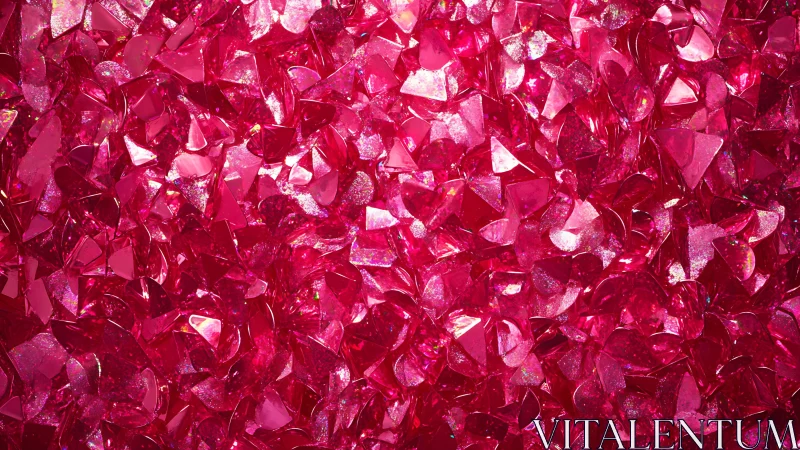 Dense cluster of reflective pink plastic gem shapes.