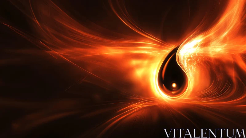 Abstract fiery energy swirl with glowing droplet centerpiece.