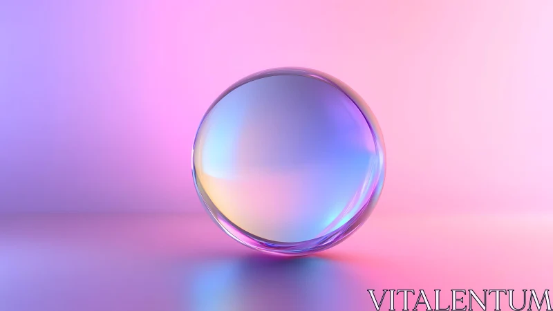 Glass sphere on pastel gradient background in digital art style.