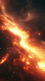 Fiery nebula band cuts diagonally through dense star field