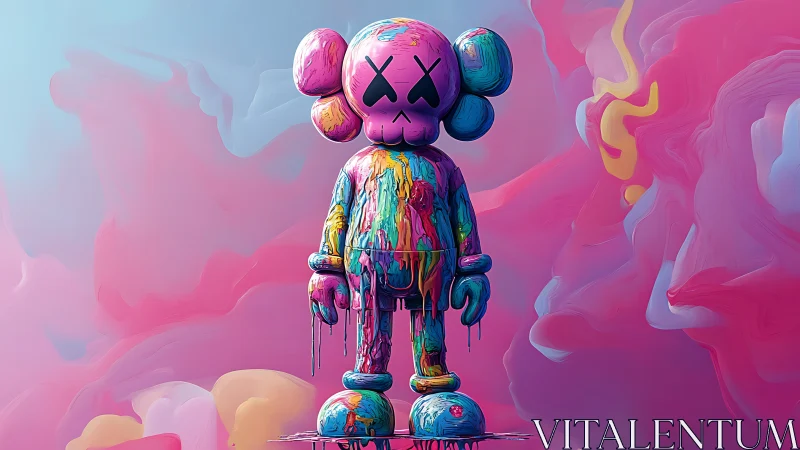 Dripping neon toy wanderer in a candy-colored dream haze.