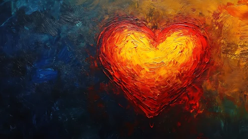 Glowing Heart Against Dark Abstract Background