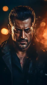 Male subject in low key portrait with strong rim lighting