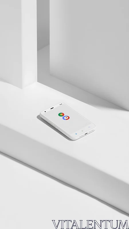 White Smartphone in Minimalist Space with Natural Light