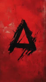 Angular black triangle slashes across distressed red field