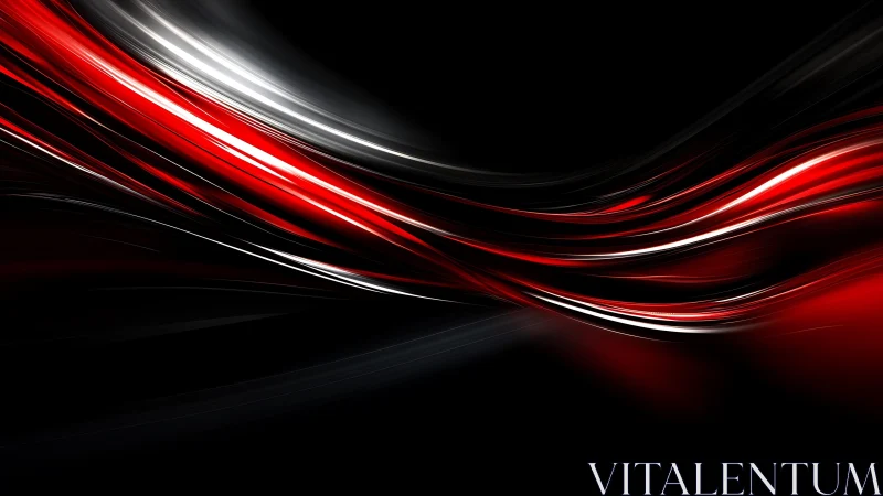 Dynamic Abstract Red and Black Wave Digital Artwork.