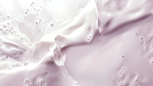 Creamy white liquid splash abstract background in soft focus.