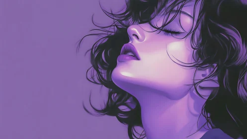 Violet hush of a dreaming face drifts through liquid light