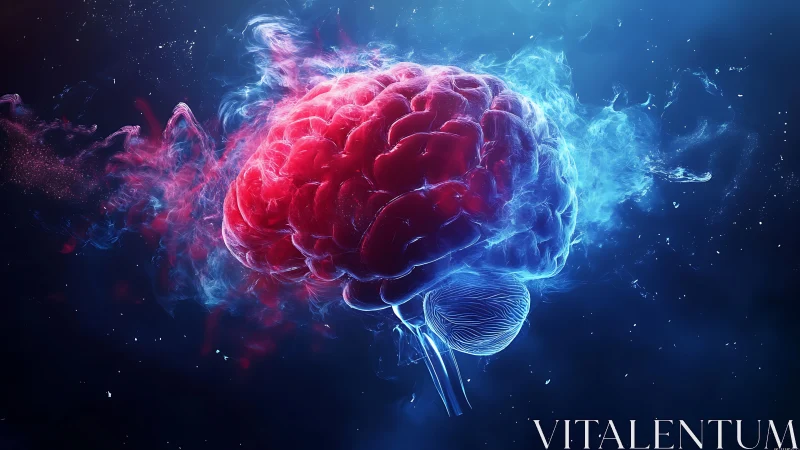 Nebula brain ignites in cosmic blue and electric crimson haze.