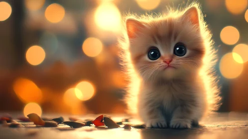 Luminescent Kitten's Candlelit Reverie.