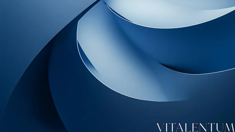 Elegant Blue Abstract Curves in Minimalist Digital Art Style.