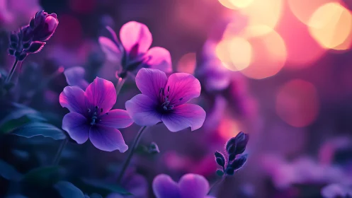 Neon Petals Bloom in Twilight's Magical Glow.