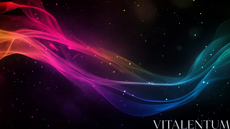 Multicolor spectral light trails on deep-space particle field