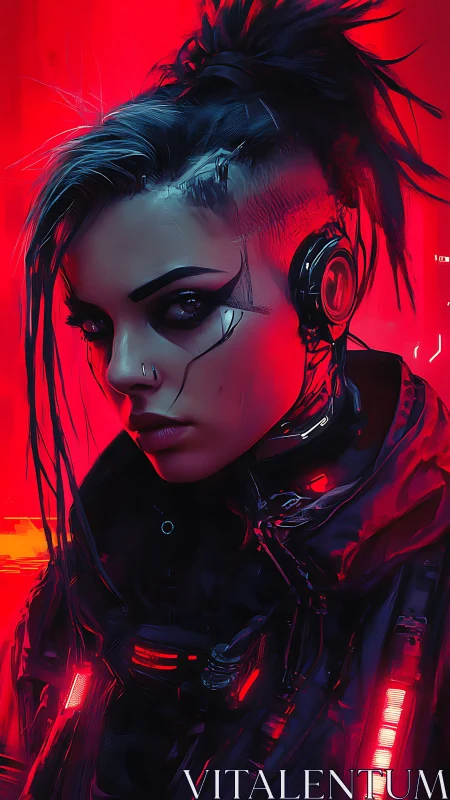 Cyberpunk portrait with neon backlight and tactical rigging.