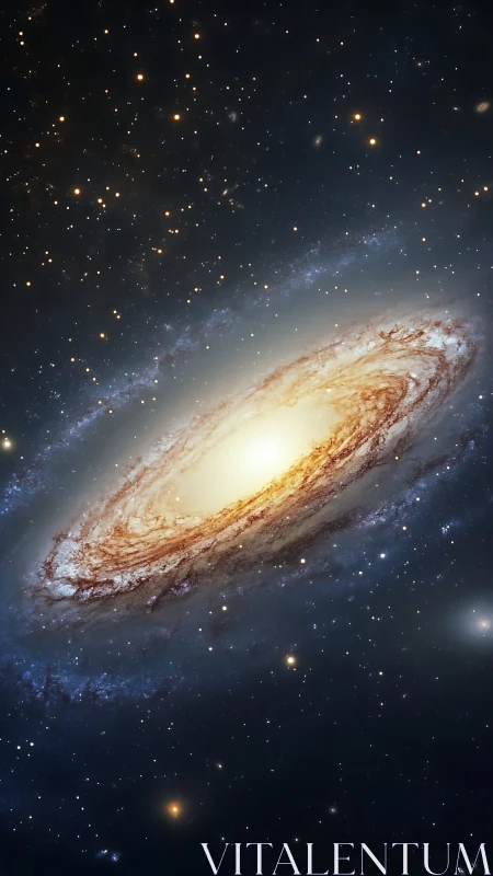 Spiral galaxy with bright core in dense star field view.