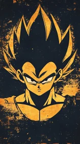 Grunge anime portrait with bold negative-space silhouette.